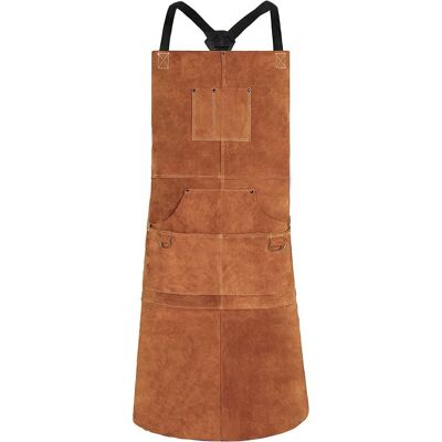 LARGEIGHT Delantal De Trabajo De Piel De Vacuno Con 6 Bolsillos, 61 X 91 Cm, Multifuncional, Con Tirantes Ajustables De Talla M A Xxl, Para Hombre Y Mujer, Color Marrón LARGEIGHT Delantal De Trabajo De Piel De Vacuno Con 6 Bolsillos, 61 X 91 Cm, Multifuncional, Con Tirantes Ajustables De Talla M A Xxl, Para Hombre Y Mujer, Color Marrón