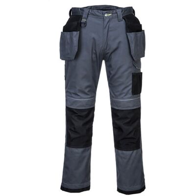 Portwest - Pantalón De Trabajo Elástico En 2 Direcciones Pw3 Con Bolsillos De Pistolera Pw305 33 Pulgadas Gris/negro Portwest - Pantalón De Trabajo Elástico En 2 Direcciones Pw3 Con Bolsillos De Pistolera Pw305 33 Pulgadas Gris/negro