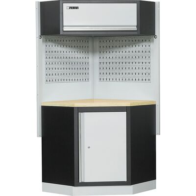 Esquina modular de taller Fervi - Encimera de madera con amortiguador de gas - Tipo de taller Esquina modular de taller Fervi - Encimera de madera con amortiguador de gas - Tipo de taller