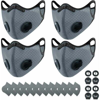 OEM 4 Mascarillas Deportivas Reutilizables Y Transpirables + 12 Filtros De Carbón Activado, Para Actividades Al Aire Libre, Carpintería, Cortar El Césped, Correr, Ciclismo, Color Gris --crezuo OEM 4 Mascarillas Deportivas Reutilizables Y Transpirables + 12 Filtros De Carbón Activado, Para Actividades Al Aire Libre, Carpintería, Cortar El Césped, Correr, Ciclismo, Color Gris --crezuo