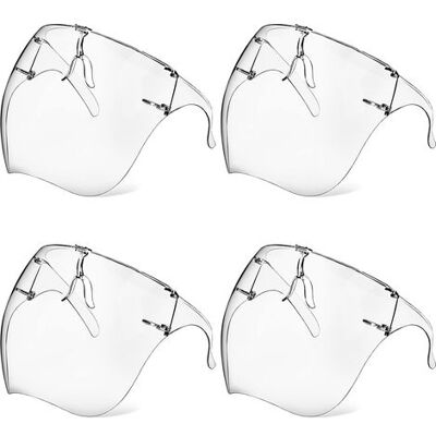 GOTRAYS Juego De 4 Mascarillas Protectoras Con Gafas, Antivaho, Transparentes, Reutilizables, De Plástico, Resistentes A Salpicaduras, Para Mujeres, Hombres Y Niños GOTRAYS Juego De 4 Mascarillas Protectoras Con Gafas, Antivaho, Transparentes, Reutilizables, De Plástico, Resistentes A Salpicaduras, Para Mujeres, Hombres Y Niños