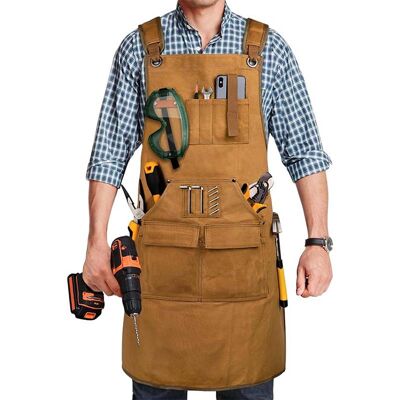 OEM Delantal De Trabajo Para Hombre De Lona Encerada De 20 Oz – Resistente E Impermeable – Delantal Para Carpintero Y Taller Con 9 Bolsillos, Imán Y Guantes Resistentes A Los Cortes (ajustable S-xxxl Caqu OEM Delantal De Trabajo Para Hombre De Lona Encerada De 20 Oz – Resistente E Impermeable – Delantal Para Carpintero Y Taller Con 9 Bolsillos, Imán Y Guantes Resistentes A Los Cortes (ajustable S-xxxl Caqu