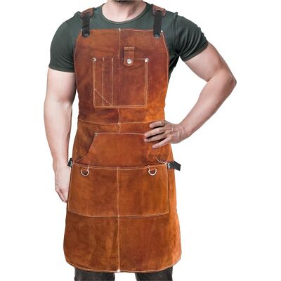 Delantal De Soldadura Profesional De Piel Para Hombre Con 6 Bolsillos. Delantal De Soldadura Duradero, Protección Contra Llamas Y Protección Para El Herrero. - Ahlsen Delantal De Soldadura Profesional De Piel Para Hombre Con 6 Bolsillos. Delantal De Soldadura Duradero, Protección Contra Llamas Y Protección Para El Herrero. - Ahlsen