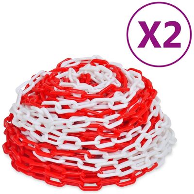 Cadenas De Advertencia 2 Unidades Plástico Rojo Y Blanco 30 M Vidaxl Cadenas De Advertencia 2 Unidades Plástico Rojo Y Blanco 30 M Vidaxl