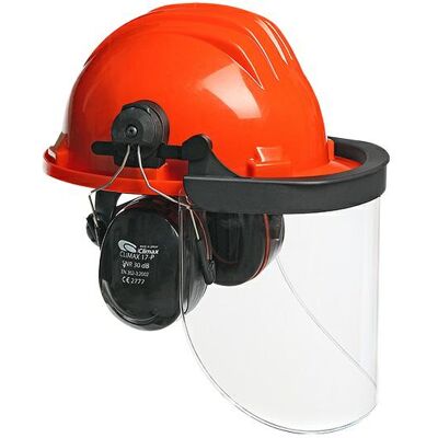Climax - Casco De Construcción Profesional Con Protección Facial Y Protección Auditiva, Casco De Seguridad, Color Naranja Climax - Casco De Construcción Profesional Con Protección Facial Y Protección Auditiva, Casco De Seguridad, Color Naranja