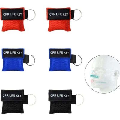 DPZO Paquete De 6 Mascarillas Respiratorias De Primeros Auxilios - Con Llavero - Protección Facial Para Rcp - Mascarilla De Bolsillo - Con Válvula Antirretorno Y Tejido Transpirable (rojo, Azul, Negro) DPZO Paquete De 6 Mascarillas Respiratorias De Primeros Auxilios - Con Llavero - Protección Facial Para Rcp - Mascarilla De Bolsillo - Con Válvula Antirretorno Y Tejido Transpirable (rojo, Azul, Negro)