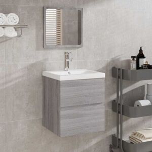 Armario de baño gris Sonoma con espejo VIDAXL Armario de baño gris Sonoma con espejo VIDAXL