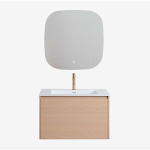 Conjunto De Mueble De Baño Suspendido 80x50 Cm En Madera Con Lavabo Integrado Jacob Sklum Conjunto De Mueble De Baño Suspendido 80x50 Cm En Madera Con Lavabo Integrado Jacob Sklum