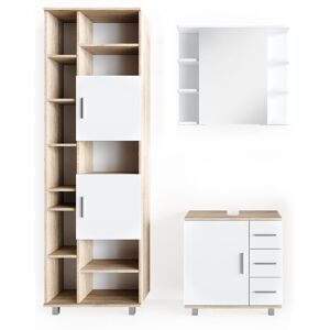 Vicco - Conjunto De Muebles De Baño Ilias, Sonoma, 3 Partes, Con Mueble Alto Vicco - Conjunto De Muebles De Baño Ilias, Sonoma, 3 Partes, Con Mueble Alto