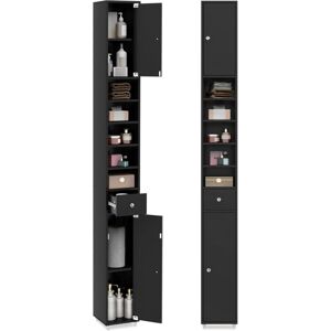 Costway - Armario Alto De Baño, Armario Delgado De Baño Alto Con 2 Puertas, 1 Cajón Y 5 Estantes Ajustables, Mueble Columna De Baño, Armario Para Baño Alto, 20x20x180 Cm (negro) Costway - Armario Alto De Baño, Armario Delgado De Baño Alto Con 2 Puertas, 1 Cajón Y 5 Estantes Ajustables, Mueble Columna De Baño, Armario Para Baño Alto, 20x20x180 Cm (negro)