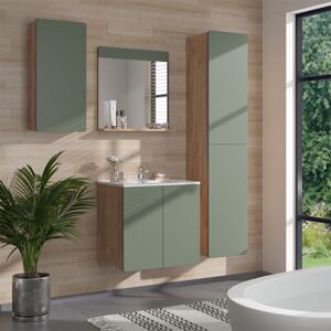 Vicco - Conjunto De Muebles De Baño Izan, Goldkraft Roble/verde, 5 Piezas Con Mueble Alto Y Alto Vicco - Conjunto De Muebles De Baño Izan, Goldkraft Roble/verde, 5 Piezas Con Mueble Alto Y Alto