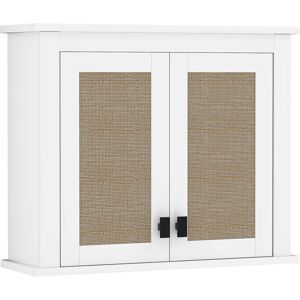 Armario De Pared Para Baño Multiusos Mueble De Baño Suspendido Con 2 Puertas De Ratán Pe Estante Ajustable 60x19,5x49,4 Cm Blanco - Homcom Armario De Pared Para Baño Multiusos Mueble De Baño Suspendido Con 2 Puertas De Ratán Pe Estante Ajustable 60x19,5x49,4 Cm Blanco - Homcom