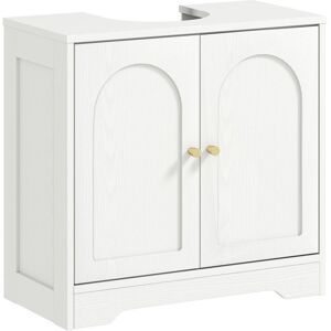 Mueble Bajo Lavabo Mueble De Baño Con 2 Puertas Con Diseño De Arco Estante Ajustable Tiradores Dorados 60x30x65 Cm Blanco - Homcom Mueble Bajo Lavabo Mueble De Baño Con 2 Puertas Con Diseño De Arco Estante Ajustable Tiradores Dorados 60x30x65 Cm Blanco - Homcom