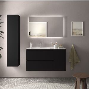 Mueble de baño Bequia 100cm negro mate con cajón y lavabo - Baño Mueble de baño Bequia 100cm negro mate con cajón y lavabo - Baño