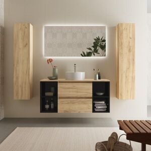 Mueble de baño Salgar Bequia Plus - 120cm, Negro Mate, 2 Cajones, 2 Coquetas Mueble de baño Salgar Bequia Plus - 120cm, Negro Mate, 2 Cajones, 2 Coquetas