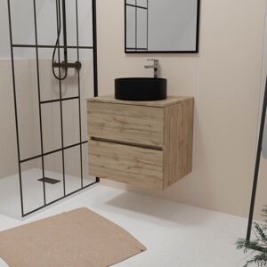 Conjunto de baño en roble natural con lavabo redondo - Muebles de baño Conjunto de baño en roble natural con lavabo redondo - Muebles de baño