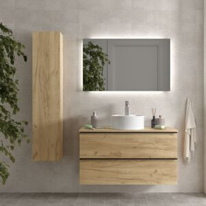 Salgar - Mueble de baño Nabua 100 cm Roble con tirador - Negro mate Salgar - Mueble de baño Nabua 100 cm Roble con tirador - Negro mate