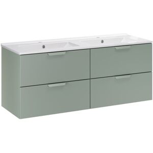 MEUBLORAMA Conjunto De Baño Oster 120cm: Muebles Bajo Lavabo Con Cajones Verde Salvia + Doble Lavabo Empotrado Blanco MEUBLORAMA Conjunto De Baño Oster 120cm: Muebles Bajo Lavabo Con Cajones Verde Salvia + Doble Lavabo Empotrado Blanco