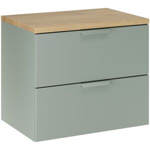 MEUBLORAMA Conjunto De Baño Suspendido Oster 60cm: Mueble Bajo Lavabo Con Cajones En Verde Salvia + Encimera Para Lavabo De Aspecto Roble Claro MEUBLORAMA Conjunto De Baño Suspendido Oster 60cm: Mueble Bajo Lavabo Con Cajones En Verde Salvia + Encimera Para Lavabo De Aspecto Roble Claro