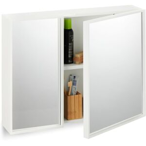 Armario De Baño Con Espejo, Mueble De Pared Con 2 Puertas Espejadas, 50 X 65 X 15,5 Cm, Colgante, Blanco - Relaxdays Armario De Baño Con Espejo, Mueble De Pared Con 2 Puertas Espejadas, 50 X 65 X 15,5 Cm, Colgante, Blanco - Relaxdays