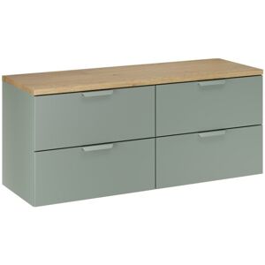 MEUBLORAMA Conjunto Para Baño Oster 120cm: Muebles Bajo Lavabo Con Cajones En Verde Salvia + Encimera Para Lavabo En Aspecto Roble Claro MEUBLORAMA Conjunto Para Baño Oster 120cm: Muebles Bajo Lavabo Con Cajones En Verde Salvia + Encimera Para Lavabo En Aspecto Roble Claro
