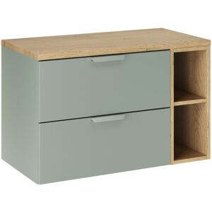 MEUBLORAMA Conjunto De Baño Suspendido Oster 80cm: Muebles Bajo Lavabo Con Cajones Verde Salvia Y Nichos Visibles + Encimera Para Lavabo MEUBLORAMA Conjunto De Baño Suspendido Oster 80cm: Muebles Bajo Lavabo Con Cajones Verde Salvia Y Nichos Visibles + Encimera Para Lavabo
