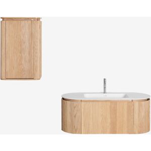 Conjunto De Mueble De Baño Suspendido 120x50 Cm En Madera Con Lavabo Integrado Carsone Sklum Conjunto De Mueble De Baño Suspendido 120x50 Cm En Madera Con Lavabo Integrado Carsone Sklum