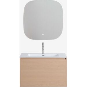 Conjunto De Mueble De Baño Suspendido 80x50 Cm En Madera Con Lavabo Integrado Jacob Sklum Conjunto De Mueble De Baño Suspendido 80x50 Cm En Madera Con Lavabo Integrado Jacob Sklum
