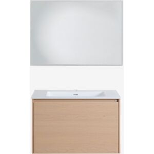 Conjunto De Mueble De Baño Suspendido 80x50 Cm En Madera Con Lavabo Integrado Jacob Sklum Conjunto De Mueble De Baño Suspendido 80x50 Cm En Madera Con Lavabo Integrado Jacob Sklum