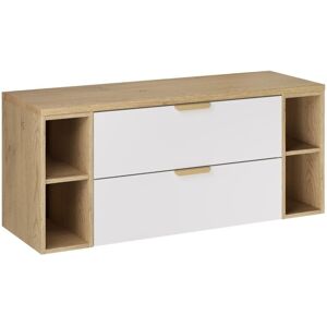 MEUBLORAMA Conjunto De Baño Suspendido Oster 120cm: Muebles Bajo Lavabo Con Cajones Blancos Y Nichos Visibles + Superficie Para Lavabo MEUBLORAMA Conjunto De Baño Suspendido Oster 120cm: Muebles Bajo Lavabo Con Cajones Blancos Y Nichos Visibles + Superficie Para Lavabo