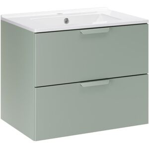 MEUBLORAMA Conjunto De Baño Suspendido Oster 60cm: Mueble Bajo Lavabo Con Cajones Verde Salvia + Lavabo Empotrado Blanco MEUBLORAMA Conjunto De Baño Suspendido Oster 60cm: Mueble Bajo Lavabo Con Cajones Verde Salvia + Lavabo Empotrado Blanco