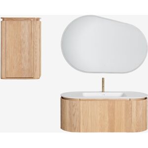 Conjunto De Mueble De Baño Suspendido 120x50 Cm En Madera Con Lavabo Integrado Carsone Sklum Conjunto De Mueble De Baño Suspendido 120x50 Cm En Madera Con Lavabo Integrado Carsone Sklum