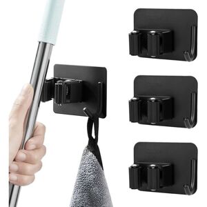 OEM Soporte De Pared Para Escobas, Juego De 4 Piezas De Acero Inoxidable Para Armario De Escobas, No Requiere Perforación, Ideal Para Baño, Cocina, Jardín, Garaje Y Armario (negro) -crezuo OEM Soporte De Pared Para Escobas, Juego De 4 Piezas De Acero Inoxidable Para Armario De Escobas, No Requiere Perforación, Ideal Para Baño, Cocina, Jardín, Garaje Y Armario (negro) -crezuo