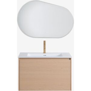 Conjunto De Mueble De Baño Suspendido 80x50 Cm En Madera Con Lavabo Integrado Jacob Sklum Conjunto De Mueble De Baño Suspendido 80x50 Cm En Madera Con Lavabo Integrado Jacob Sklum