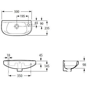 ROCA WM815S11Z0010F1POLO - Lavabo compacto con orificio para grifo a la derecha ROCA WM815S11Z0010F1POLO - Lavabo compacto con orificio para grifo a la derecha