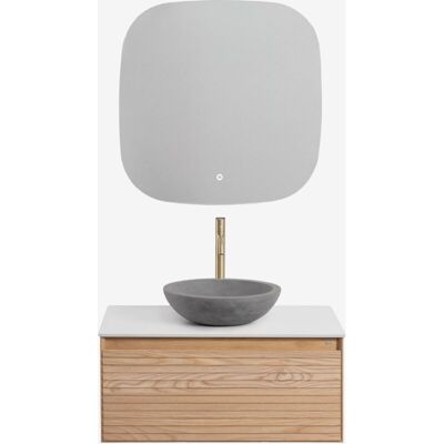 Conjunto De Mueble De Baño Suspendido 80x50 Cm En Madera De Fresno Tedrik Sklum Conjunto De Mueble De Baño Suspendido 80x50 Cm En Madera De Fresno Tedrik Sklum