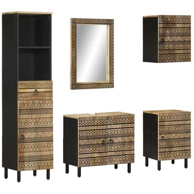 Conjunto de Muebles de Baño VidaXL 5 Piezas Madera de Mango - Conjunto de Muebles para Baño Conjunto de Muebles de Baño VidaXL 5 Piezas Madera de Mango - Conjunto de Muebles para Baño