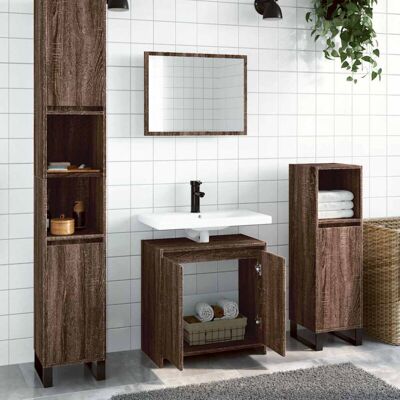 Set De Muebles Baño 2 Pzas Madera Contrachapada Marrón Roble Vidaxl Set De Muebles Baño 2 Pzas Madera Contrachapada Marrón Roble Vidaxl