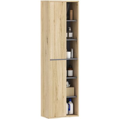 Homcom - Columna De Baño De Pared Armario De Baño Con Compartimentos Abiertos Y 2 Puertas Mueble De Baño Moderno 40x24x141,5 Cm Natural Homcom - Columna De Baño De Pared Armario De Baño Con Compartimentos Abiertos Y 2 Puertas Mueble De Baño Moderno 40x24x141,5 Cm Natural