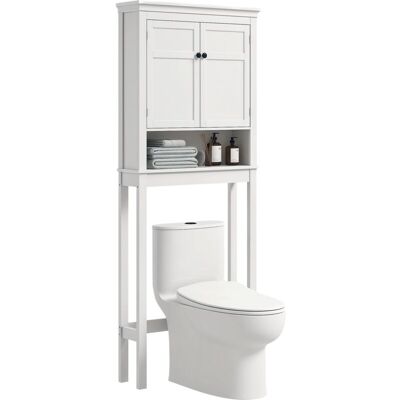 Mueble Sobre Inodoro Armario Para Lavadora Con 2 Puertas Compartimiento Y Estante Ajustable Mueble Para Baño 70x20x175 Cm Blanco - Homcom Mueble Sobre Inodoro Armario Para Lavadora Con 2 Puertas Compartimiento Y Estante Ajustable Mueble Para Baño 70x20x175 Cm Blanco - Homcom