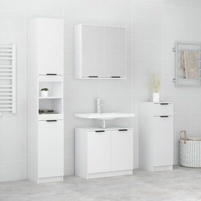 Juego de muebles de baño blanco de madera contrachapada vidaXL - Juego de muebles de baño Juego de muebles de baño blanco de madera contrachapada vidaXL - Juego de muebles de baño