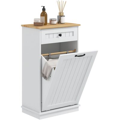 HOMCOM Mueble Auxiliar De Baño Armario De Baño Con Cajón Cesto Para La Ropa Y Diseño Anti-vuelco Mueble De Baño Moderno 52x33x90 Cm Blanco HOMCOM Mueble Auxiliar De Baño Armario De Baño Con Cajón Cesto Para La Ropa Y Diseño Anti-vuelco Mueble De Baño Moderno 52x33x90 Cm Blanco