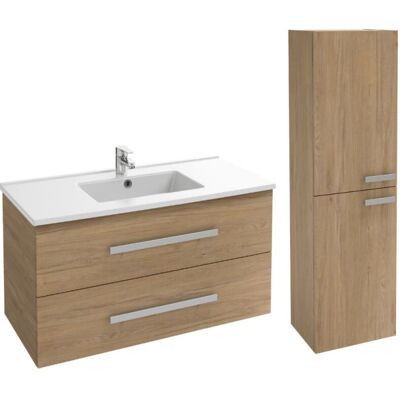 Mueble Bajo Lavabo Ola Up + Columna De Baño Roble 100 Cm Jacob Delafon Mueble Bajo Lavabo Ola Up + Columna De Baño Roble 100 Cm Jacob Delafon