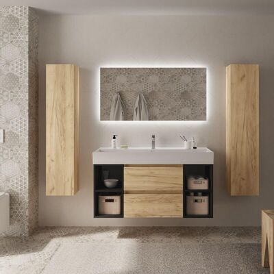 Salgar Mueble de baño Bequia 120 cm - Blanco, Negro y Roble Salgar Mueble de baño Bequia 120 cm - Blanco, Negro y Roble