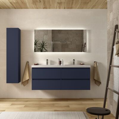 Mueble de baño Salgar Bequia - Azul satinado - 140cm Mueble de baño Salgar Bequia - Azul satinado - 140cm
