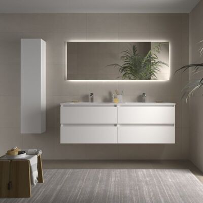 CYGNUS BATH Salgar - Mueble Baño Bequia 160cm Y Lavabo Mineralsolid Blanco 160x45x56 CYGNUS BATH Salgar - Mueble Baño Bequia 160cm Y Lavabo Mineralsolid Blanco 160x45x56