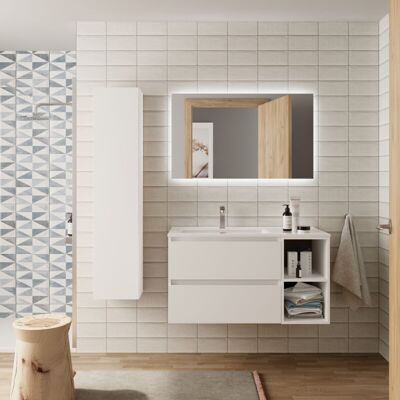 CYGNUS BATH Salgar - Mueble Baño Bequia 90cm Y Coqueta Derecha Y Lavabo Blanco 90x45x56 CYGNUS BATH Salgar - Mueble Baño Bequia 90cm Y Coqueta Derecha Y Lavabo Blanco 90x45x56