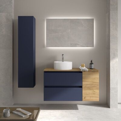 Mueble de baño Salgar Bequia 90cm - Blanco Mate, Azul Satinado Mueble de baño Salgar Bequia 90cm - Blanco Mate, Azul Satinado