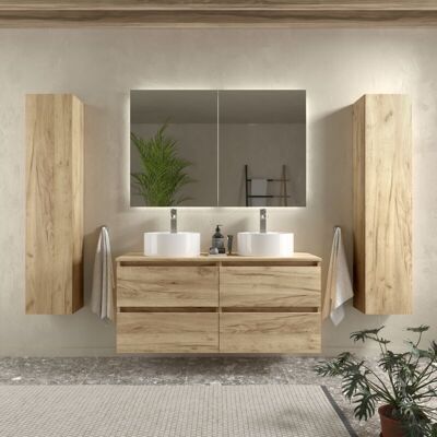 CYGNUS BATH Mueble De Baño Bequia 120 Cm Roble Con Lavabo Sobre Encimera CYGNUS BATH Mueble De Baño Bequia 120 Cm Roble Con Lavabo Sobre Encimera
