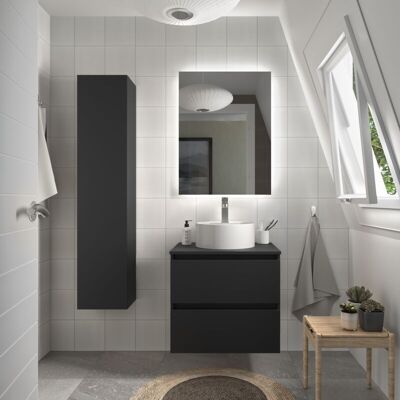 CYGNUS BATH Mueble De Baño Bequia 70 Cm Negro Mate Con Lavabo Sobre Encimera CYGNUS BATH Mueble De Baño Bequia 70 Cm Negro Mate Con Lavabo Sobre Encimera